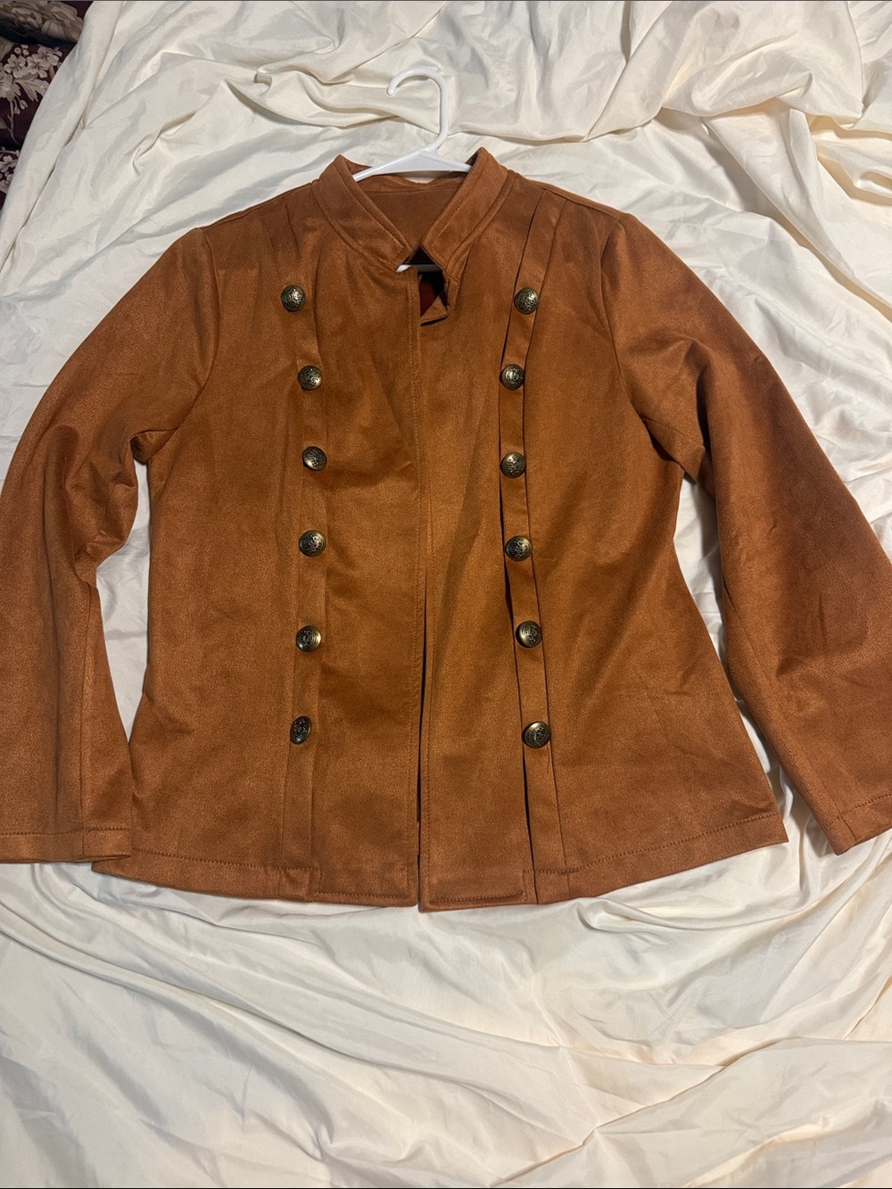 Tommy Hilfiger Rust Brown Military-Style Double-Breasted Jacket